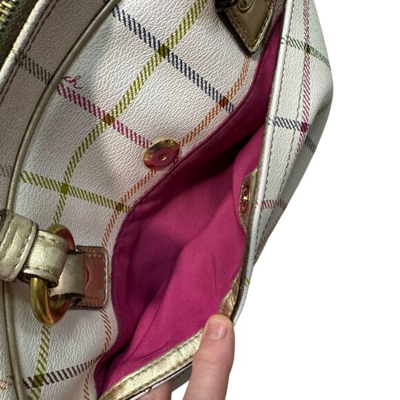 Coach Multicolor Plaid Signature PeytonTattersalll Satchel with Gold - Preowned - Picture 7 of 15